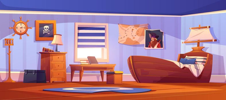 Kids bedroom interior in pirate thematic