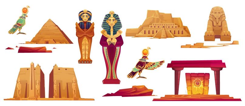 Vector icons of ancient Egypt landmarks