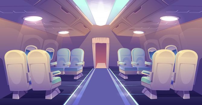 Business class in plane private jet empty interior