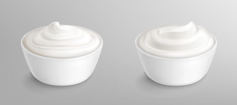 Bowl with sauce, cream. mayonnaise or yogurt