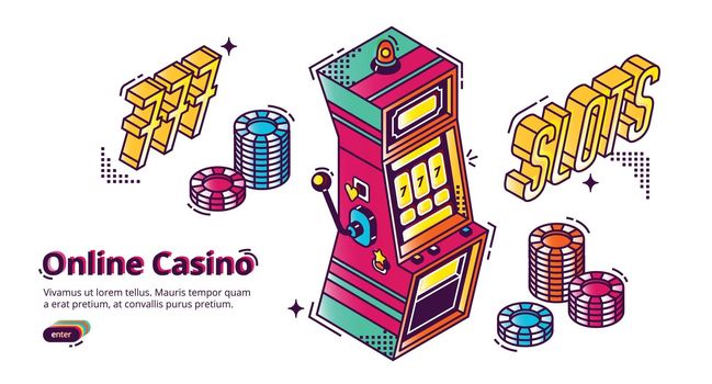 Online casino gambling house isometric landing,