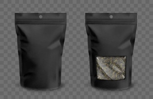 Foil pouch with zipper and plastic window for tea