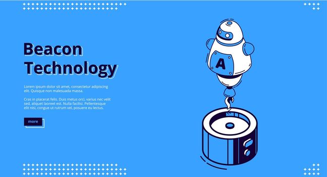 Beacon technology isometric banner with robot