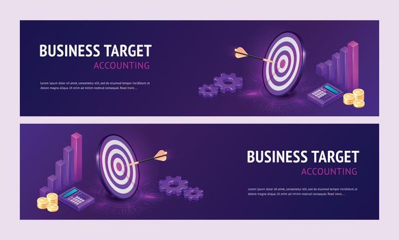 Business target accounting isometric landing page