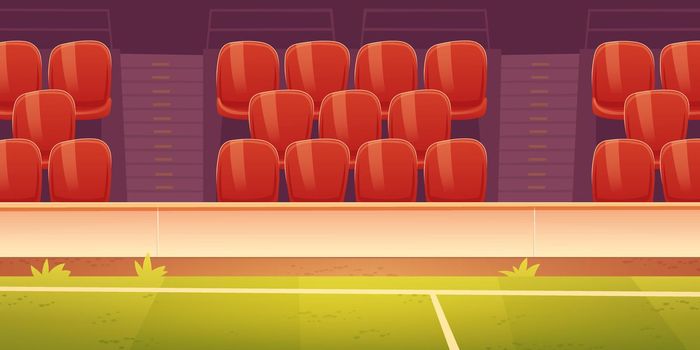 Red plastic seats on sport stadium tribune