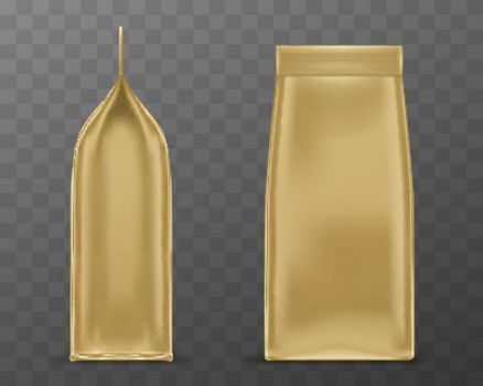 Golden doy pack, pouch paper or foil bag mockup