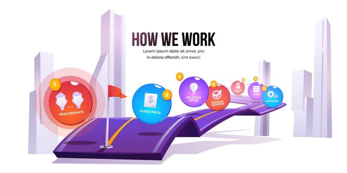 Vector infographic of stages of work process