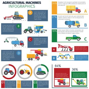 Agricultural Machines Infographic Set 