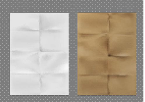 Wrinkled paper texture white brown kraft sheets