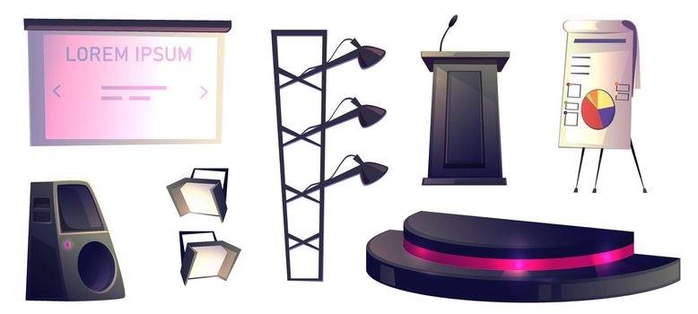 Objects for conference, tribune, stage and light