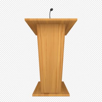 Wooden podium or pulpit with microphone