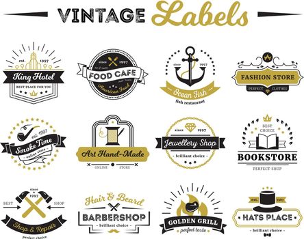 Shops And Cafe Vintage Labels 