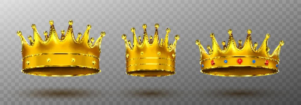Golden crowns for king or queen monarchy symbol
