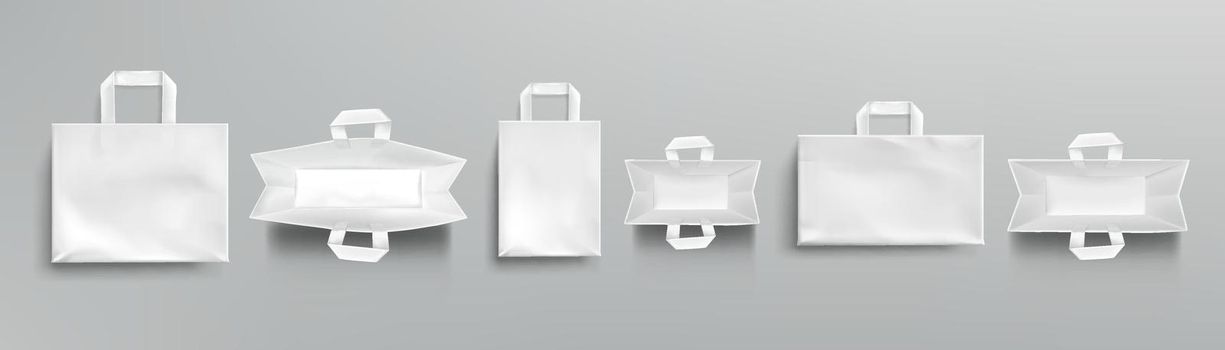Paper shopping bags top and front view mockup
