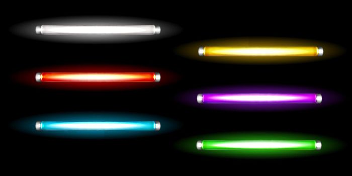 Neon tube lamps, long fluorescent colored bulbs