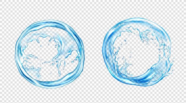 Circle water splash, liquid aqua frame round shape
