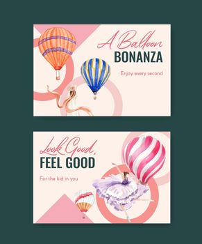 Facebook template with balloon fiesta concept design for digital marketing and social media watercolor vector illustration