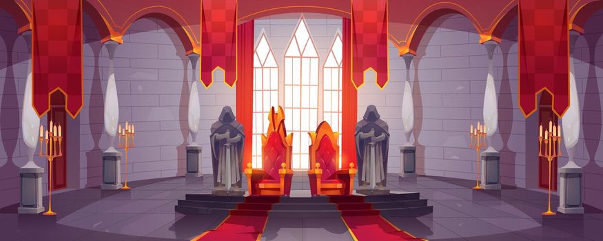 Castle hall with thrones for king and queen vector