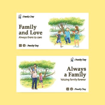 Twitter template with International Day of Families concept design watercolor illustration