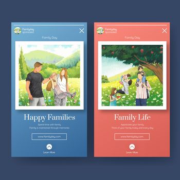 Instagram template with International Day of Families concept design watercolor illustration