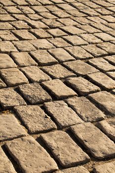 texture background of cobblestone paved street