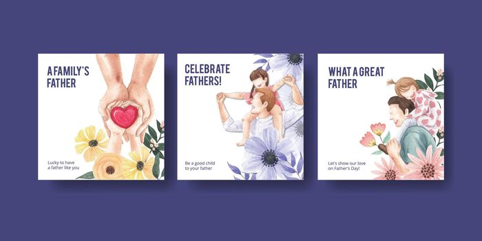 Banner template with father's day concept,watercolor style
