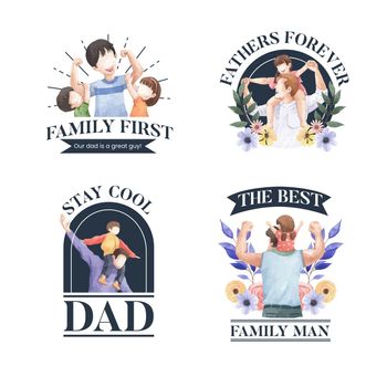 Card template with father's day concept,watercolor style