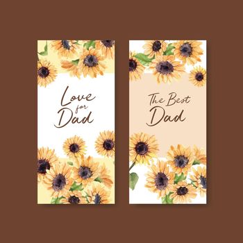 Flyer template with father's day concept,watercolor style