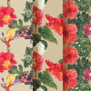 Pattern seamless with tropical botany concept, watercolor style