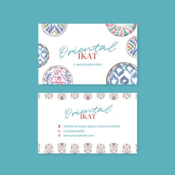 Name card template with ikat concept,watercolor style