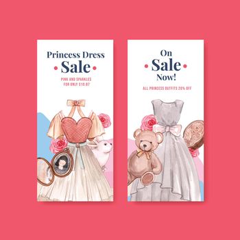 Flyer template with princess outfit concept ,watercolor style