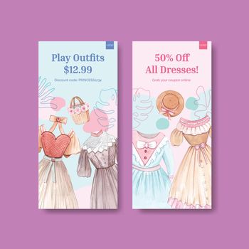 Flyer template with princess outfit concept ,watercolor style