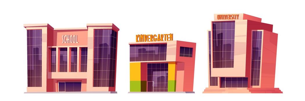 Buildings of school, kindergarten and university