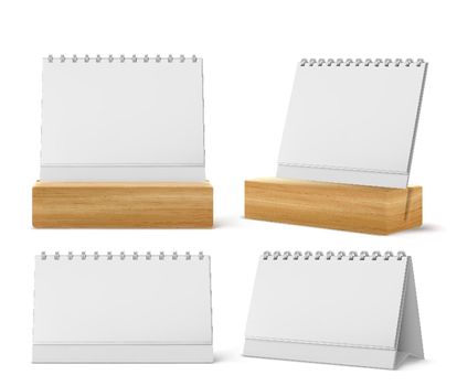Desktop calendars with spiral on wooden stand