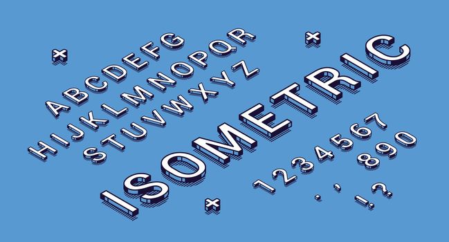 Vector isometric typography font