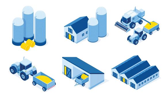Isometric storehouse and agricultural machinery