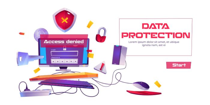 Data protection banner with computer access denied
