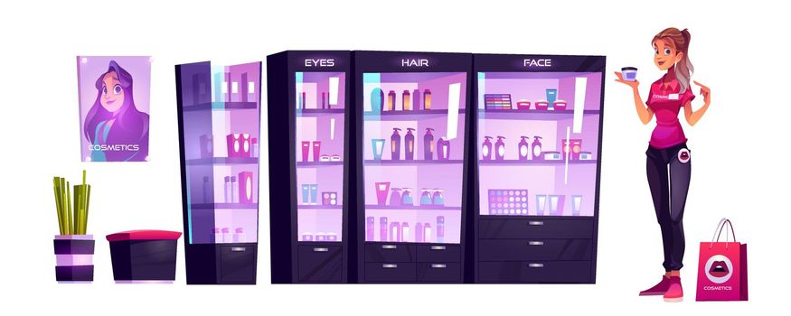 Cosmetics store assistant offer makeup production