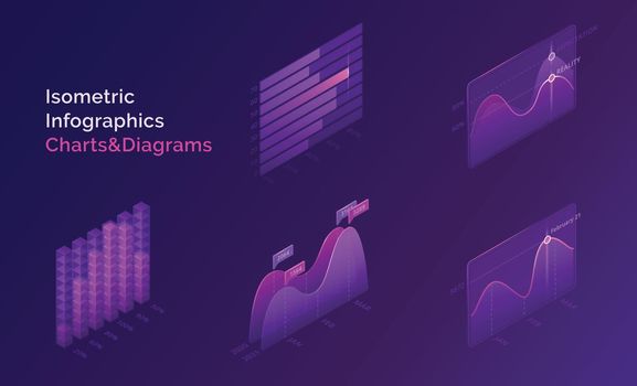 Isometric infographic charts and diagrams