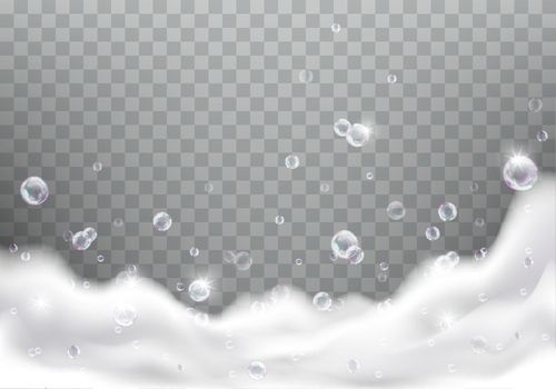 Bath foam or soap suds realistic vector