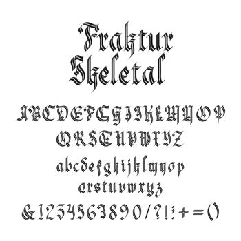 Vintage gothic font vector illustration