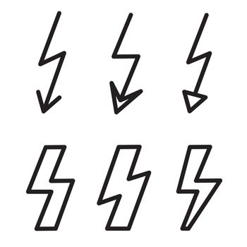 electricity lightning bolt sign set