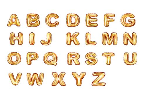 Alphabet golden balloons realistic vector