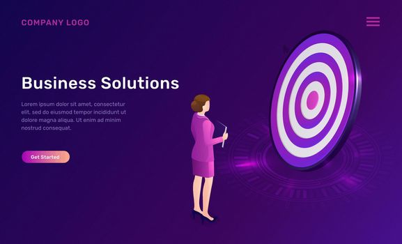 Business solution, target achievement isometric