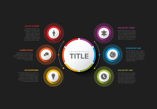 Multipurpose Infographic template with six elements around big button
