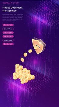 Cryptocurrency mining isometric concept
