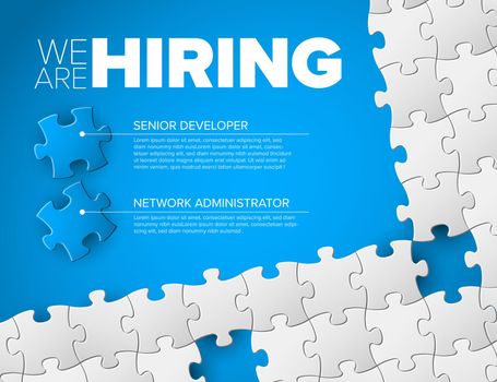 We are hiring minimalistic blue flyer template with puzzle