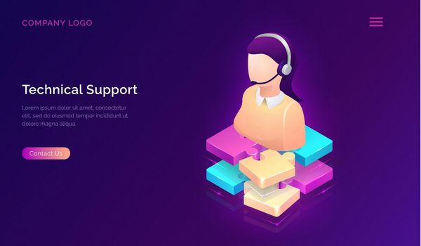 Technical support or online assistant isometric