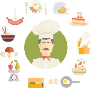 Cooking and food icons in fat style