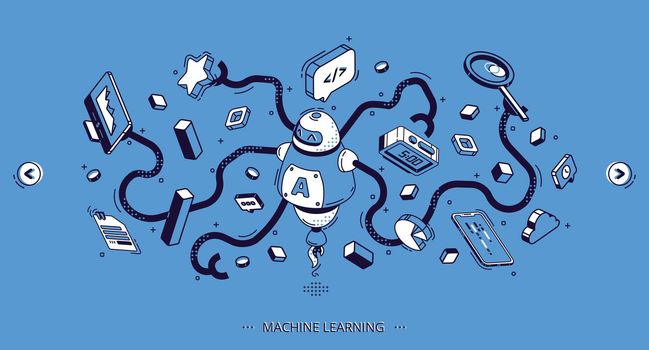 Machine learning banner, artificial intelligence